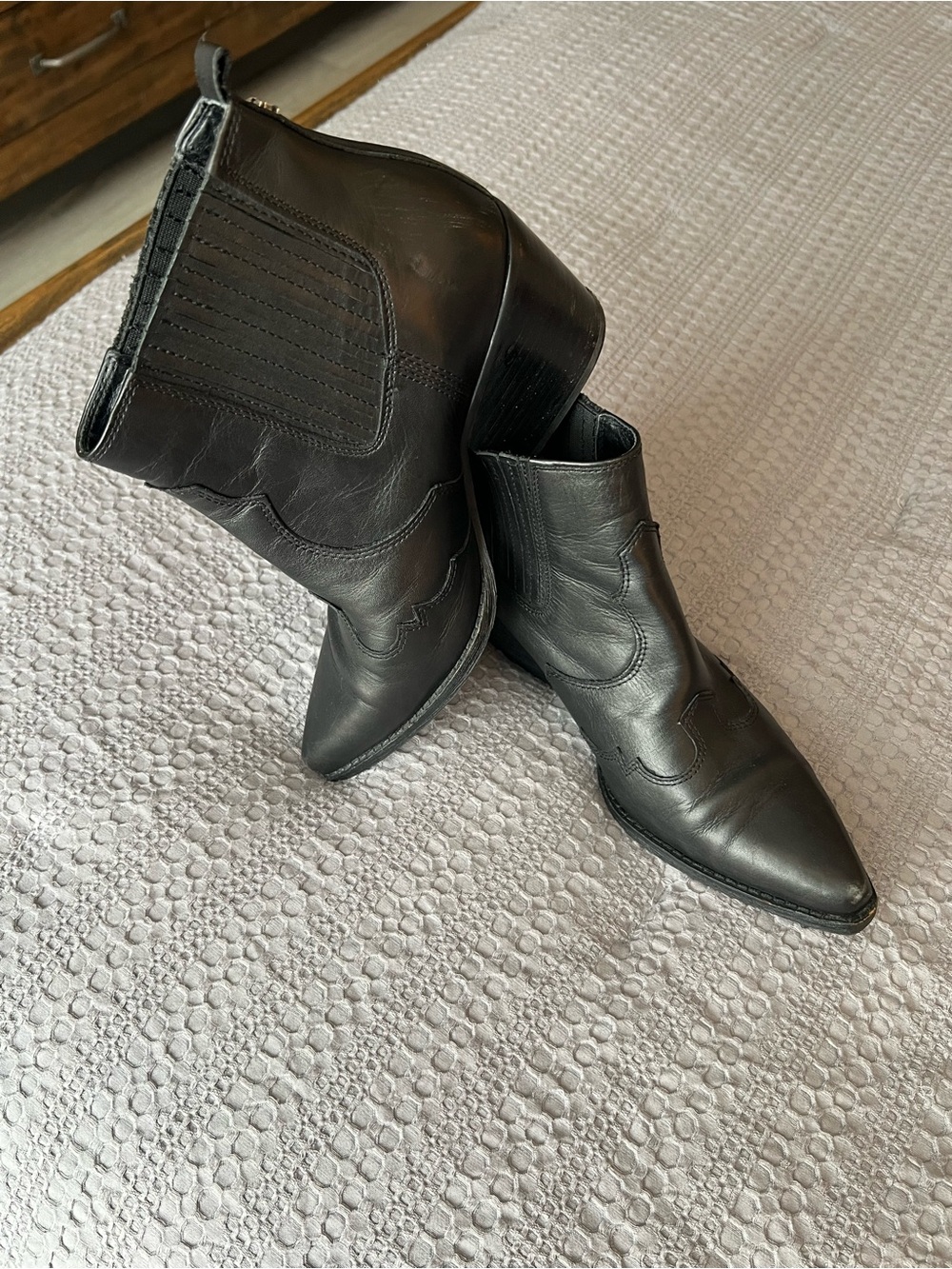 Sam Edelman - Winona Leather Western Boots Black Women's Size 7.5
